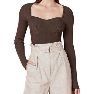Rebecca Vallance Safa Knitted Top In Brown